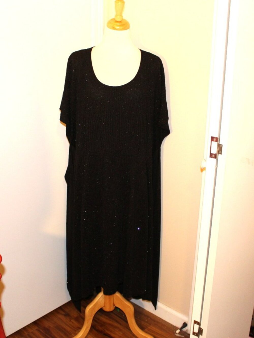 Signature by Robbie Bee 3X Black Dress Silver Sparkle Thread Holiday Occassion